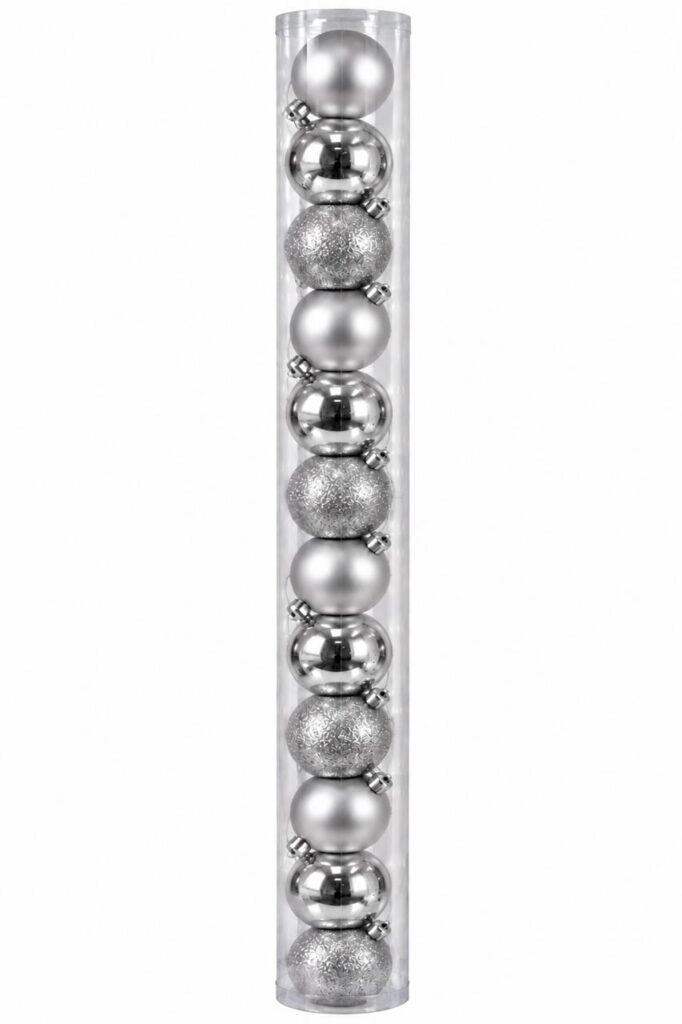 BOLA TUBO X12 4CM CAJA PLATA