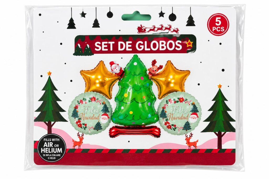 SET X5 GLOBO METALIZADO DECORACION NAVIDAD